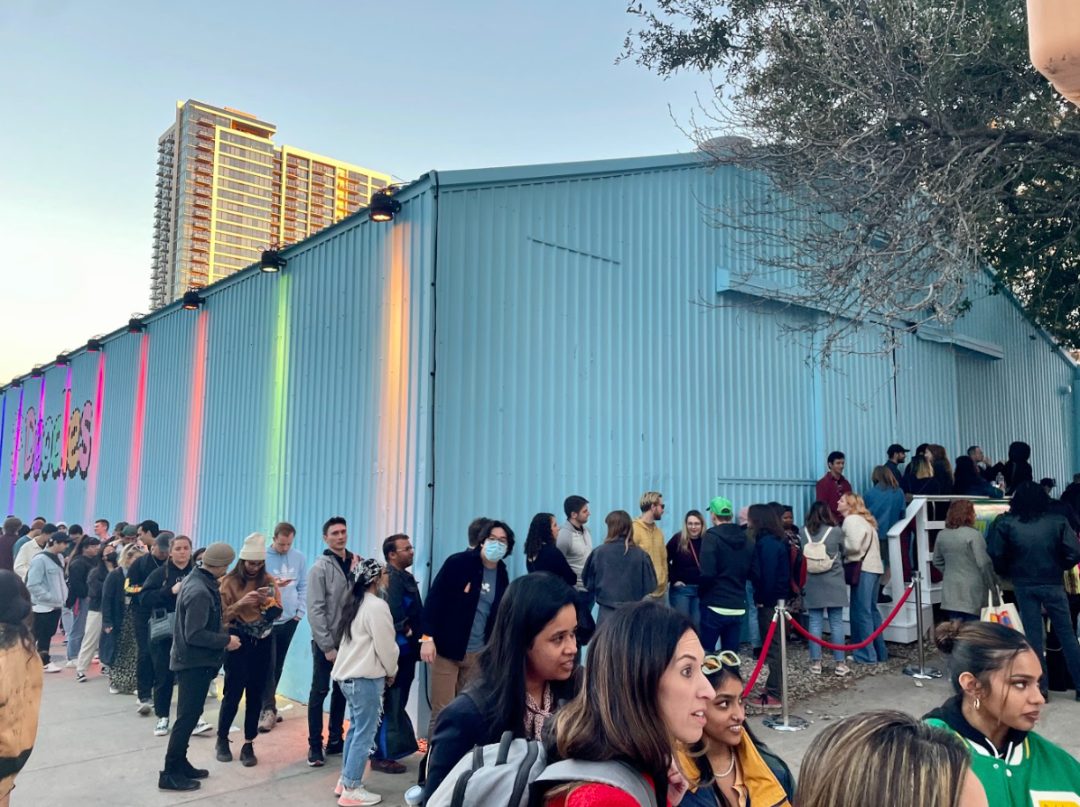SXSW Patrons lineup at Doodle House by Jamie Barrientos